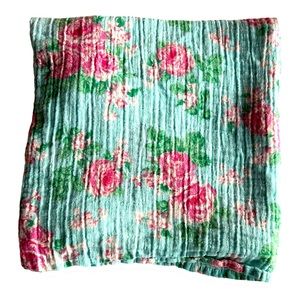 Large Rose Print Muslin Swaddle Blanket by Mud Pie